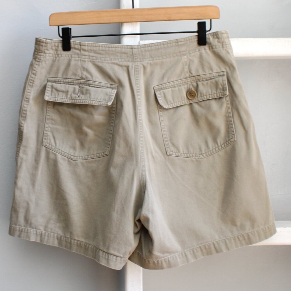 Jones New York Green Khaki Cotton Button-Front High-Rise Skort Shorts Size 10 - Picture 2 of 5